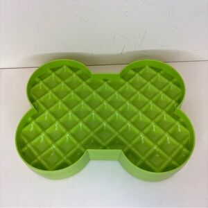 Green Dog Bone Slow Feeder Bowl